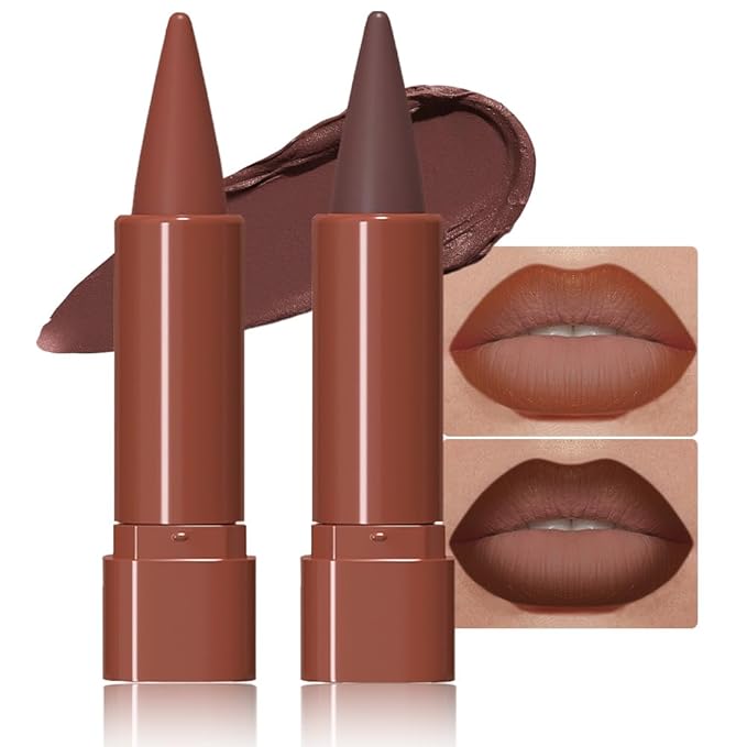 2Pcs Gradient Matte Lipstick Crayon Lip Liner Pencil, Flawless Contour Gradual Ombre Effect, Lipstick for Women, Long Lasting Waterproof Smudge Proof