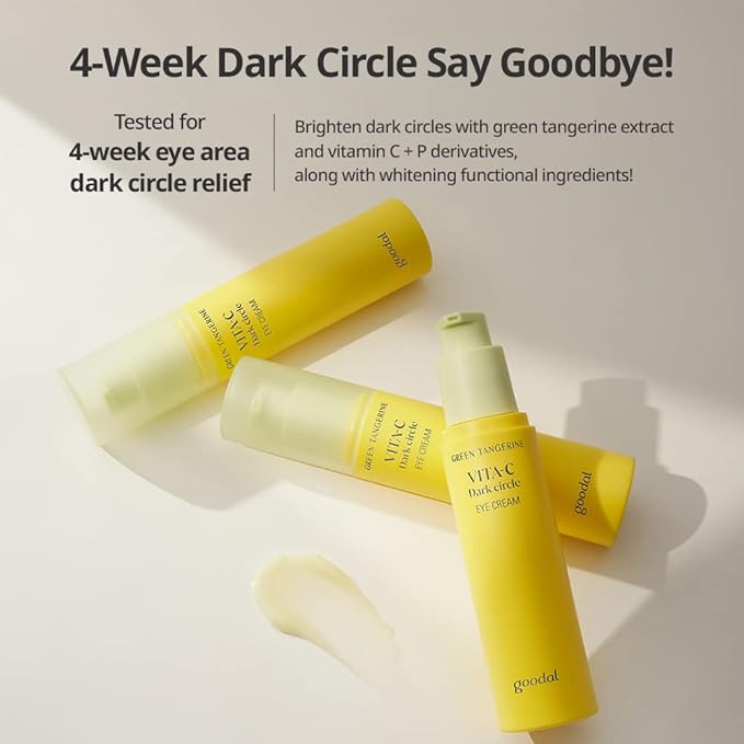 GOODAL Green Tangerine Vitamin C Eye Cream - Dark Circle Relief, Elasticity Treatment, Gentle Anti-Aging & Anti-Wrinkle Care (1.01oz)