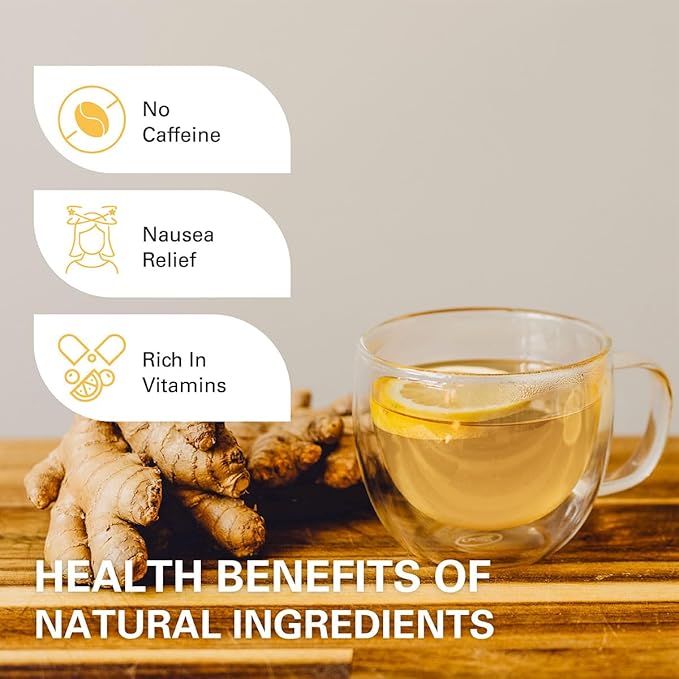 WT WEETEE Organic Ginger Tea Bags, 100% Pure Ginger Root Tea 100 Count, Caffeine Free, No Spices, No Flavors
