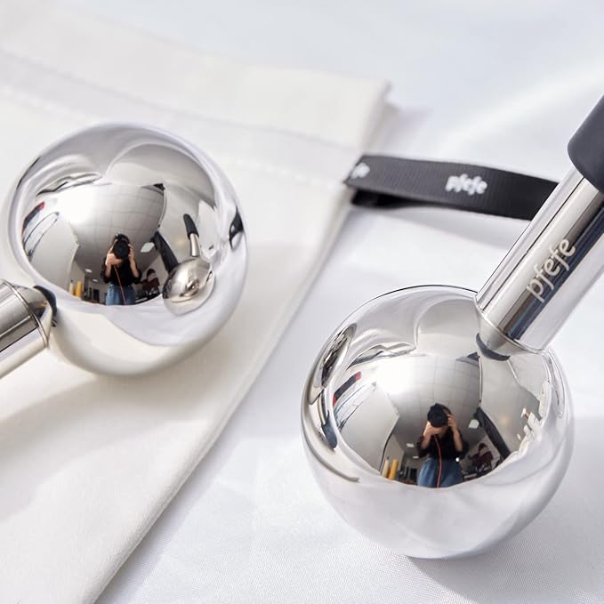 Ice Globes for Face & Eyes, Unbreakable Stainless Steel Cryo Sticks for Beauty Routines, Facials Cold Roller Cooling Globes for Puffiness, Wrinkles, Dark Circles, Headaches