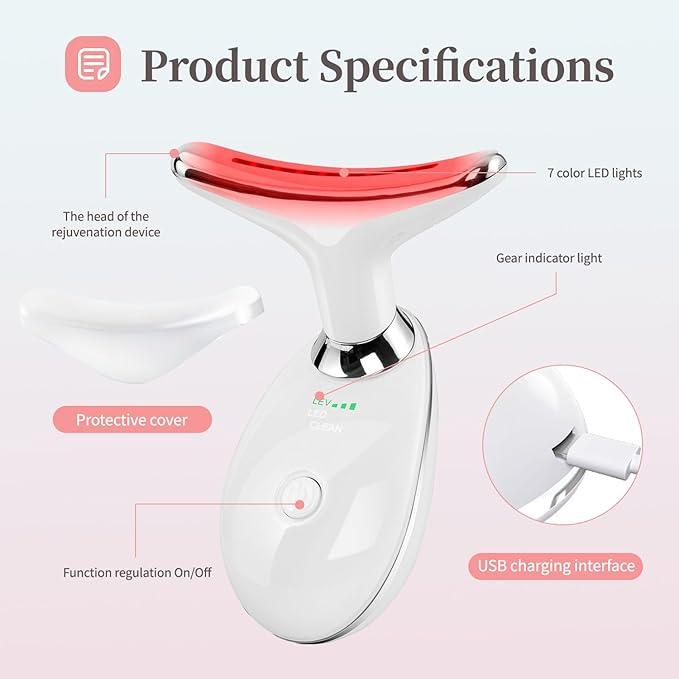 Red-Light-Therapy-for-Face and Neck, Face š² culpting Wand with 7 Color, Anti š¶rinkles Facial Massager for Face and Neck Tool for Skin Care (White)