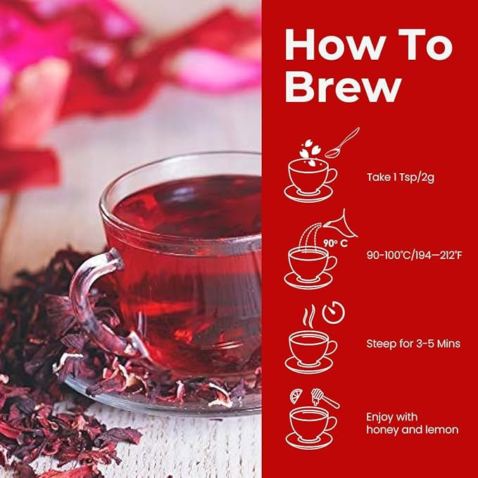 BLUE TEA - Hibiscus Tea - 1.76 Oz - Pack of 2 (100 Cups) Loose | SKIN GLOW ENHANCING TEA | Herbal Tea - Flower Based - Non-Bitter - Caffeine Free - Tangy Flavour - Vegan | Reusable Pet Jar