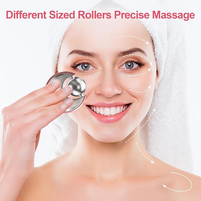 Ice Globes for Face, Anti-Puff Eye Roller, Dark Circles Under Eye Roller for Eyes and Neck, Durable Cryo Sticks for Face, Skin Care MassageTool for Daily Beauty Pink