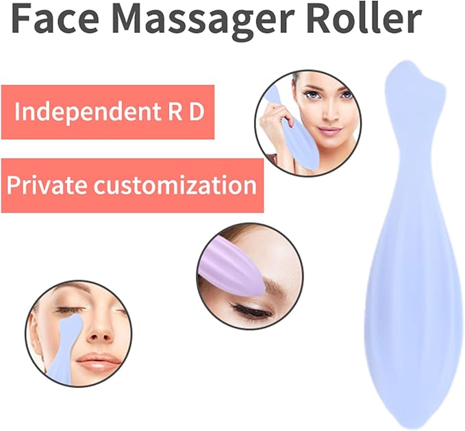 Face Roller Beauty Skin Care Tool - Massager for Eye, Neck, Body Relaxing - Fine Line Relief - Pink Silicone