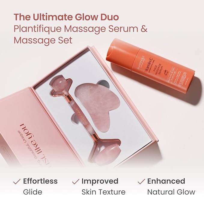 PLANTIFIQUE Face Roller and Gua Sha Rose Quartz Certified | Gifts | Guasha Tool for Face | Jawline Shaper | Your Skin Care Routine