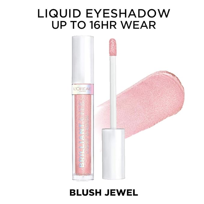 L'Oreal Paris Brilliant Eyes Shimmer Liquid Eye Shadow, Longwearing Lasting Shimmer, Crease Resistant, Flake-Proof, Precision Applicator, Quick Dry, Non-Greasy, Blush Jewel, 0.1 oz.