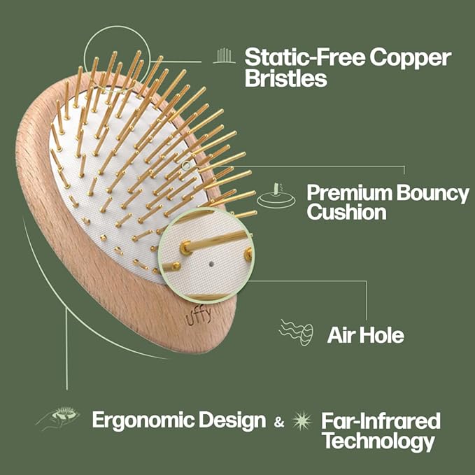 Uffy Acubrusher – 24K Gold-Plated Gua Sha Hair Brush - Ergonomic Scalp Massager for Dandruff & Hair Growth, Suitable for All Hair Types - Ideal Gift for Mom in Turquoise Blue
