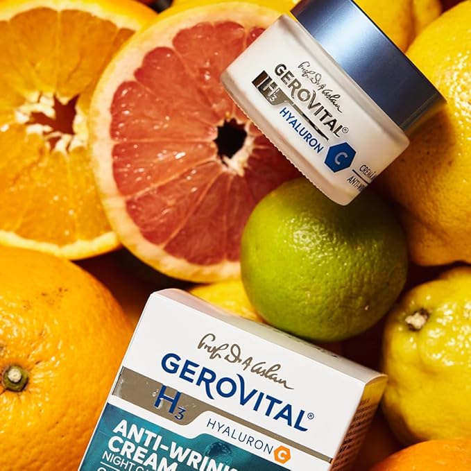 GEROVITAL HYALURON C Anti-Wrinkle Night Face Cream with Hyaluronic Acid, Vitamin C and E, Moisturizing and Regenerating Effect, for Dry, Normal Skin, 50 ml