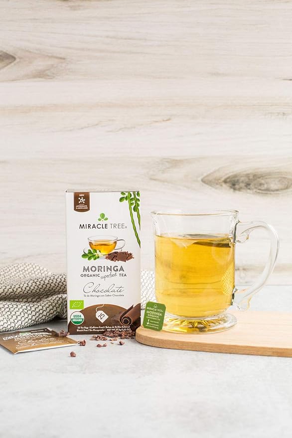 Miracle Tree - 3 Count of Organic Moringa Superfood Tea, 25 Individually Sealed Tea Bags, Chocolate (Keto, Detox, Energy/Immunity Booster, Vegan, Gluten-Free, Organic, Non-GMO, Caffeine-Free)