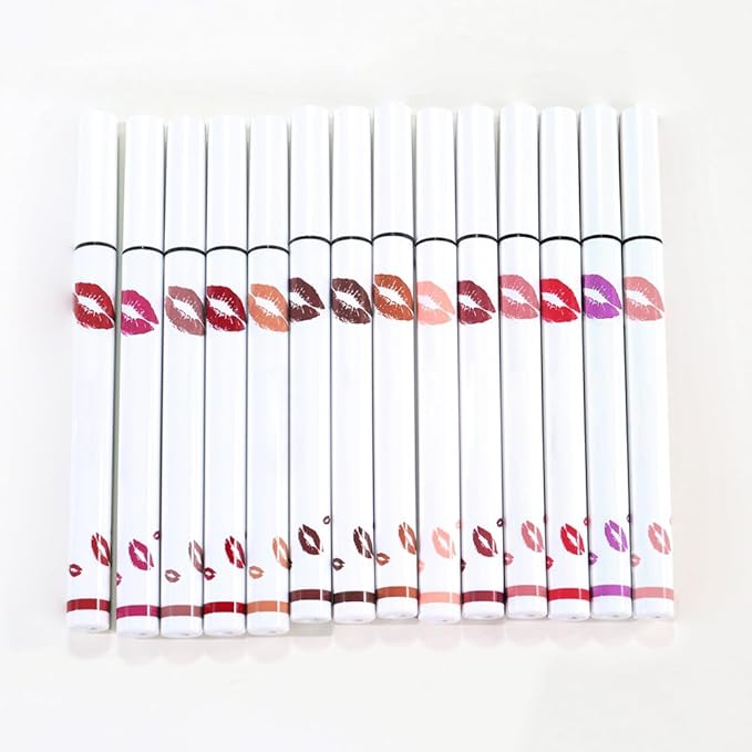 2Pcs Longwear Liquid Lip Liner Stain Marker Pen Set Long Lasting Waterproof, Pink Red Maroon Mauve Purple Matte 24 Hour Lip Liner and Lipstick Combo, Color Stay Lipliner All Day, Lip Stain peel off
