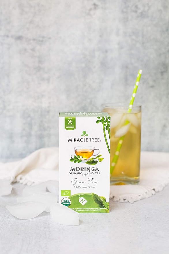 Miracle Tree - 3 Count of Organic Moringa Superfood Tea, 25 Individually Sealed Tea Bags, Green Tea (Keto, Detox, Energy/Immunity Booster, Vegan, Gluten-Free, Organic, Non-GMO, Decaffeinated)
