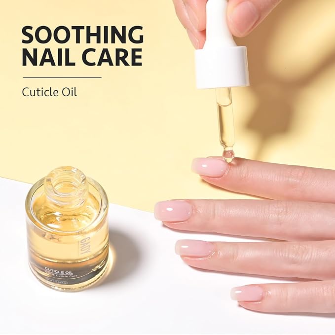 GAOY Nude Pink Gel Nail Polish Set and Cuticle Oil, 20ml Cuticle Care Strengthener Oil