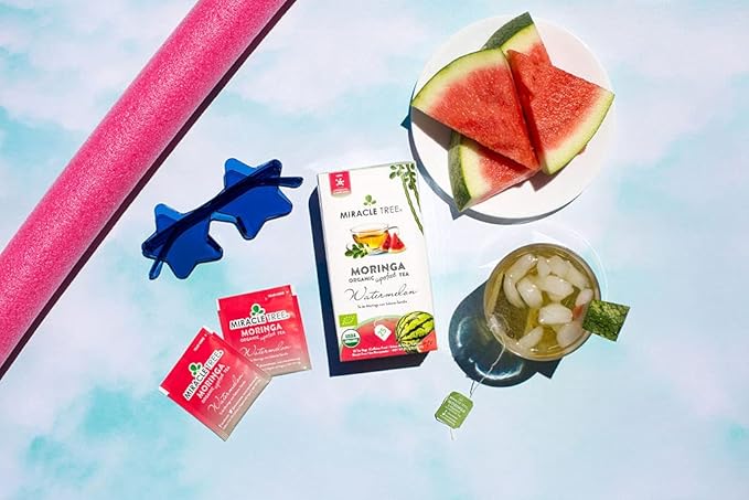 Miracle Tree - 6 Count of Organic Moringa Superfood Tea, 25 Individually Sealed Tea Bags, Watermelon (Keto, Detox, Energy/Immunity Booster, Vegan, Gluten-Free, Organic, Non-GMO, Caffeine-Free)