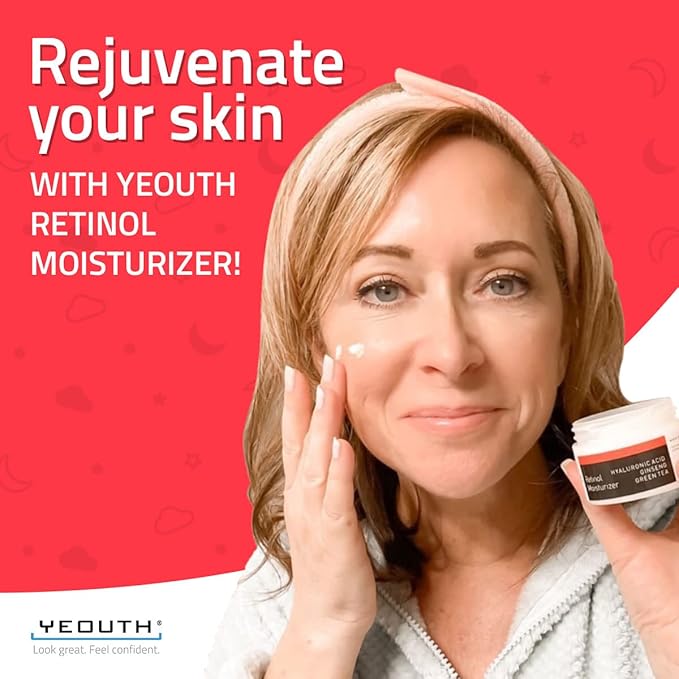 YEOUTH Retinol Cream for Face, Retinol Face Cream for Women and Men with Hyaluronic Acid and Green Tea, Night Moisturizer for a Smoother Appearance 1oz