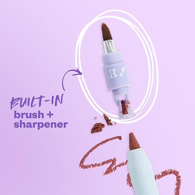 Kosas Hotliner Retractable Lip Liner Pencil with Built-In Brush & Sharpener - Easy Contouring, Hydrating, Long-Lasting- Pigmented Creamy Texture for Plumping Lips - Hyaluronic Acid & Konjac - Infinite