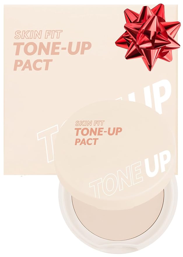 I'M MEME Skin Fit Tone Up Pact, 0.35 Oz + NOONI Korean Cleansing Oil - Snow Aqua 0 LHA Toning Pore Care Korean Facial Oil Cleanser, 6.76 fl.oz Bundle