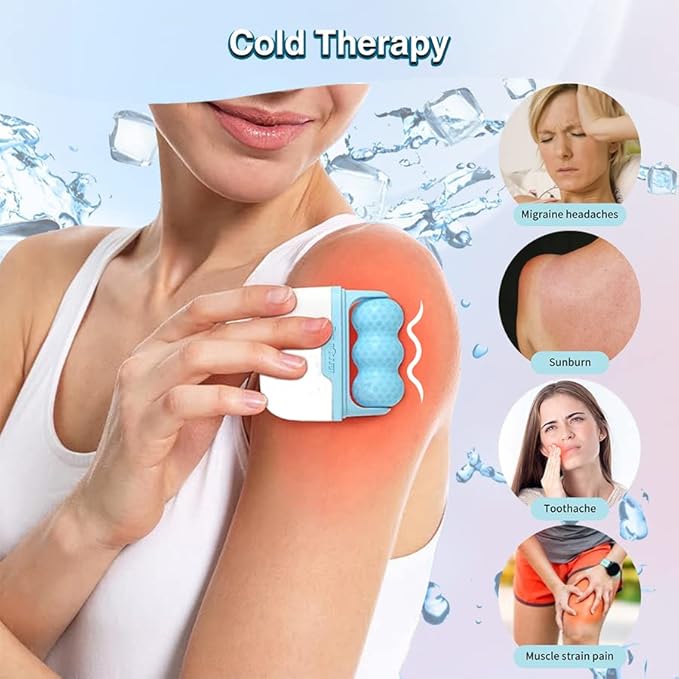 Ice Roller for Face & Eye, 2 in 1 Puffiness, Migraine, Pain Relief and Minor Injury Facial Ice Roller,Cold Therapy Massage Roller,Skin Care Products