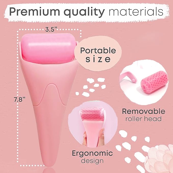 Ice Roller for Face & Eye,Facial Skin Care Tools Face Roller Massager - Reduce Puffiness Migraine Pain Relief, Idea Gifts for Women Men (Pink)