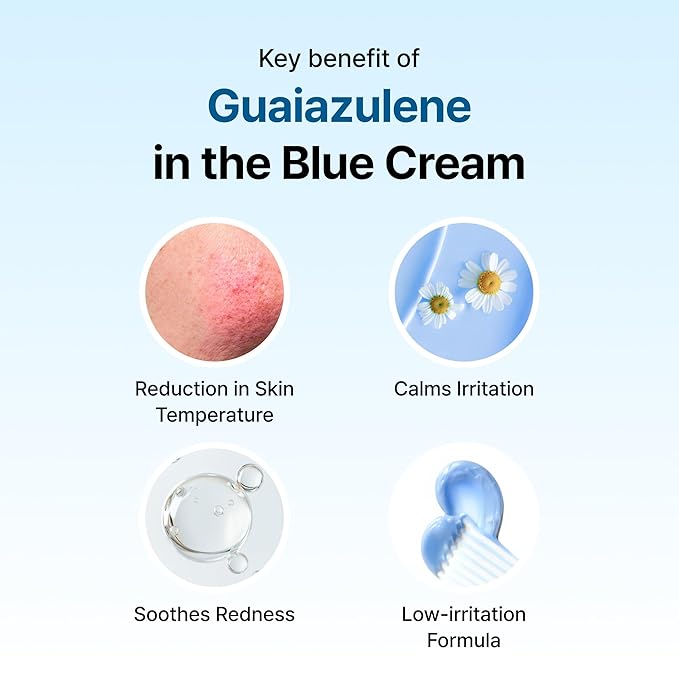 DearKlairs Midnight Blue Calming Cream, Soothing, Redness Relief Moisturizer, Hydrating, Fast Absorbing, Light Texture for Easy Use, For Oily Skin, Sensitive Skin Friendly (2 Ounce (Pack of 1))