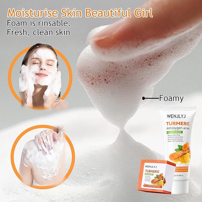 Turmeric Soap Skincare Set with Honey Face Sheets Mask,Hydrating Travel Size Turmeric Face Wash,Moisturizing Face Toner & Face Serum & Face Cream,Eye Cream Skin Care Gift Set for Womenďź9PCS)