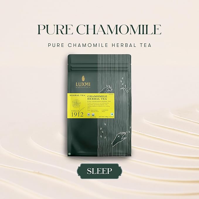 Luxmi Estates Chamomile Herbal Tea 100g Loose Tea | Herbal Tea | Caffeine-Free | Single Ingredient | 50 Cups Bulk Pack