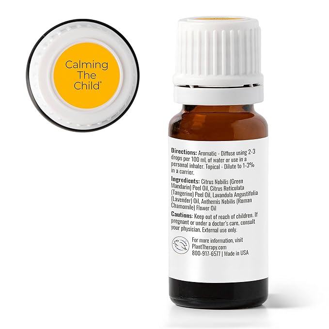 Plant Therapy KidSafe Calming The Child Essential Oil Blend - Relaxing and Soothing Blend 100% Pure, KidSafe, Undiluted, Natural Aromatherapy, Therapeutic Grade 10 mL (1/3 oz)
