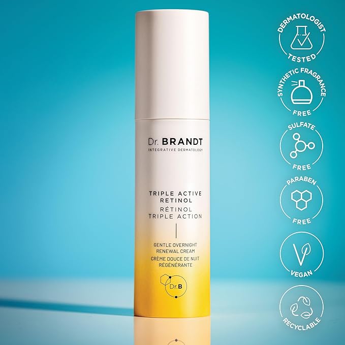 Dr. Brandt Bright This Way Triple Active Retinol - Gentle Overnight Renewal Cream - Reduces Wrinkles & Discoloration, Illuminates & Hydrates - 1 oz