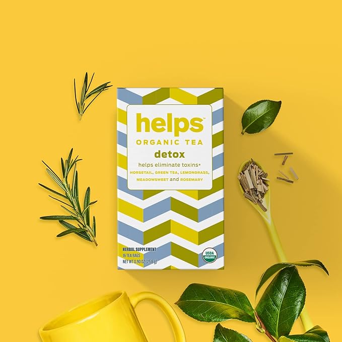 HELPS TEAS | Helps Detox Tea | Organic herbal blend of Horsetail, Green Tea, Herbal Lemon, Ulmaria and Rosemary that facilitate naturally our detox and depurative process. 16 Tea Bags