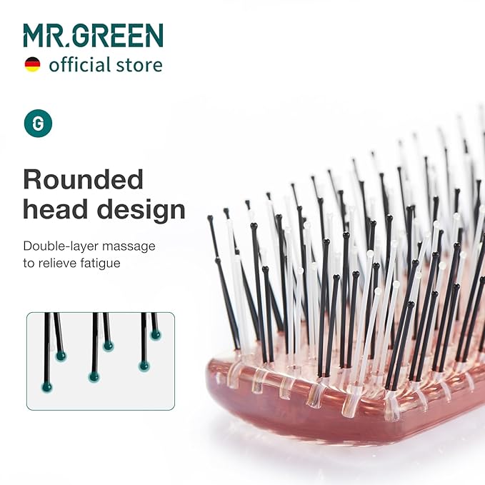 MR.GREEN Hair Brush Crystal Scalp Massage Combs Volumizing Hair Styling Fine Tooth Detangling Tool For Long Wet Dry Hair Women Gift (Pink, Large)