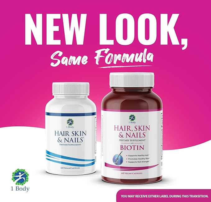 Hair, Skin and Nails Vitamin Supplement with Biotin, Each Bottle Contains 26 Essential Vitamins, 3 Bottle Pack, Growth Formula for Men and Women
