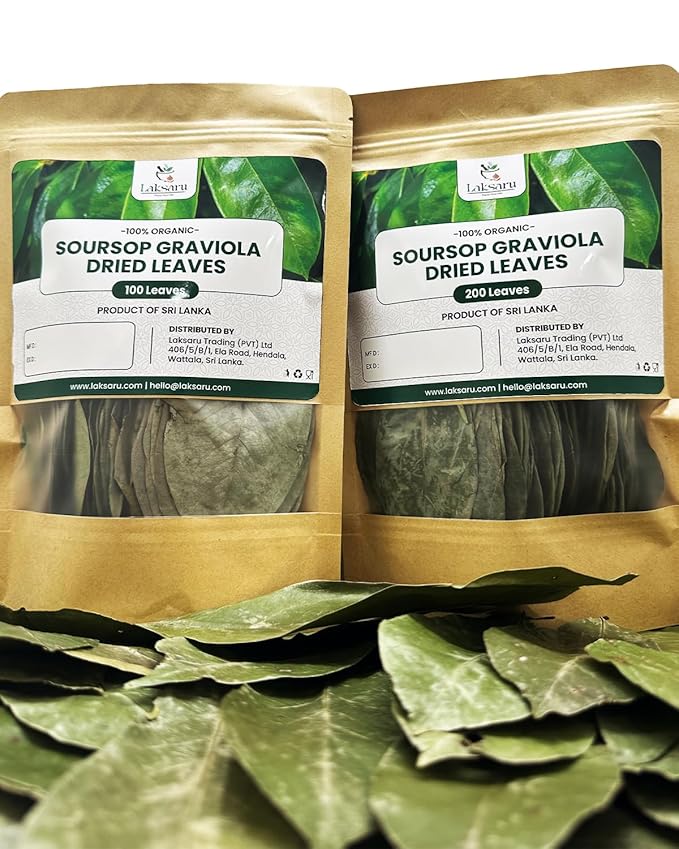 Laksaru 400 Dried Soursop Leaves – 100% Natural | Dried Herbal Tea for Wellness, Immunity & Relaxation | Rich in Antioxidants |Caffeine-Free – Premium Quality | Product from Sri Lanka