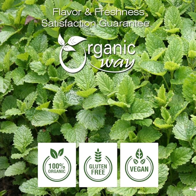 Organic Way Lemon Balm Leaf Whole (Melissa officinalis) - Herbal Tea | Organic & Kosher Certified | Vegan | Raw, Non GMO & Gluten Free | USDA Certified | Origin - Albania (1LBS / 16Oz)
