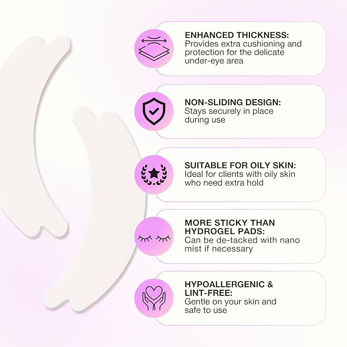 Curacoro Double Foam Eye Pads For Lash Extension, Hypoallergenic Eye Pads Lash Extension Supplies for Oily Skin & Sensitive Eyes, Soft Sticky Pads for Lash Perm Lamination, Lash Remover (46 Pads)