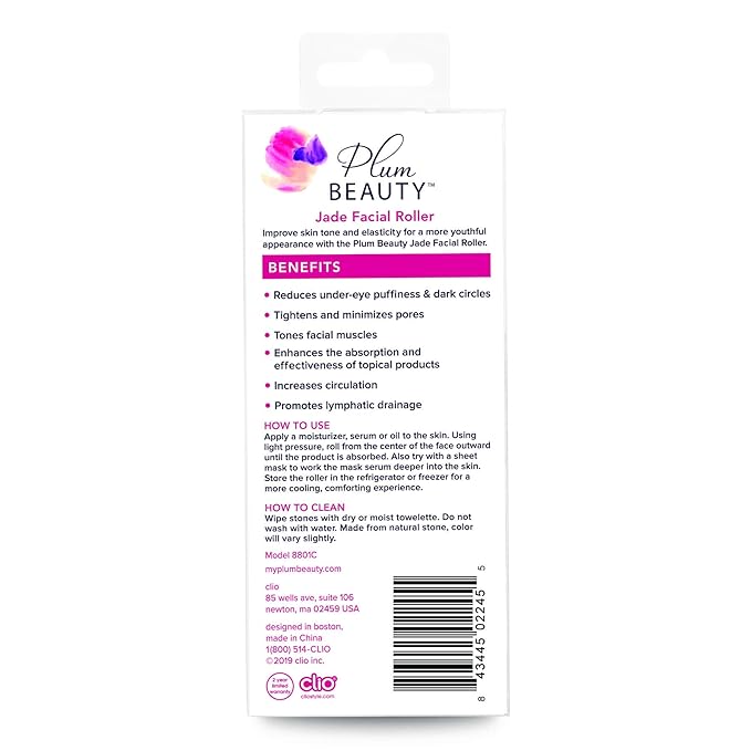 Jade Roller for Face - Improves Skin Tone and Blood Circulation - Skin Care Face Roller Reduces Under-Eye Puffiness and Dark Circles (Pack of 2)