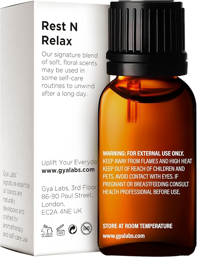 Gya Labs Rest N Relax Essential Oil Blend for Diffuser & Skin - Calming & Relaxing Oil for Massage & Aromatherapy (0.34 Fl Oz)