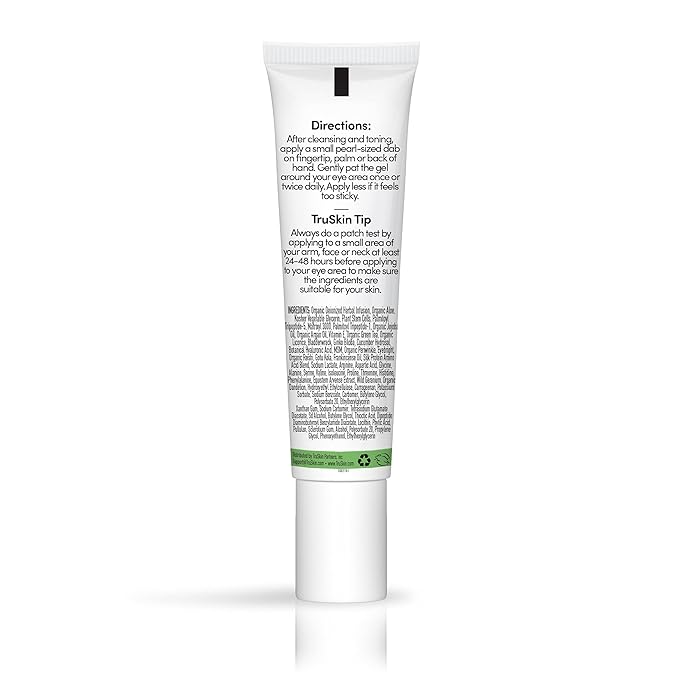 TruSkin Peptide Eye Gel – Improve Look of Dark Circles & Lines for Brighter-Looking Eye Area – Under Eye Care with Peptides, Plant Stem Cells, Hyaluronic Acid – Wake Up Tired Eyes, 0.5 fl oz