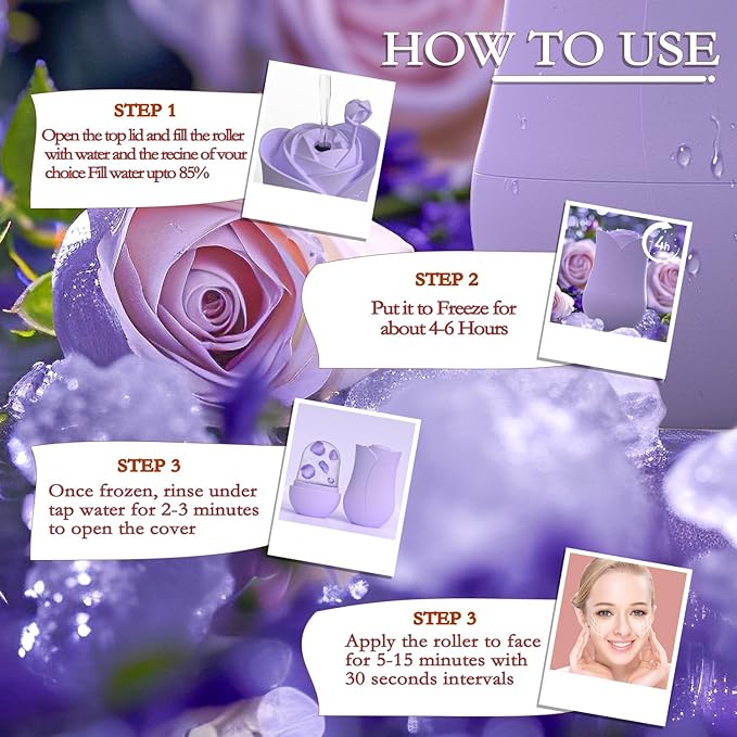 Ice Roller For Face,Cryo Cube Ice Roller For Facial And Eye,Skincare Tools,For Relieving Facial Edema, Shrinking Pores, And Lifting And Firming The Skin (Purple)