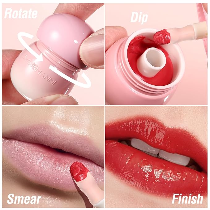 LANGMANNI Pudding Glow Lip Balm | Velvet-Smooth Lip Gloss for Nourished, Glowing Lips | Hydrating, Non-Sticky Glossy Tinted Lip Balm Makeup 0.28 Oz (#3, 1)