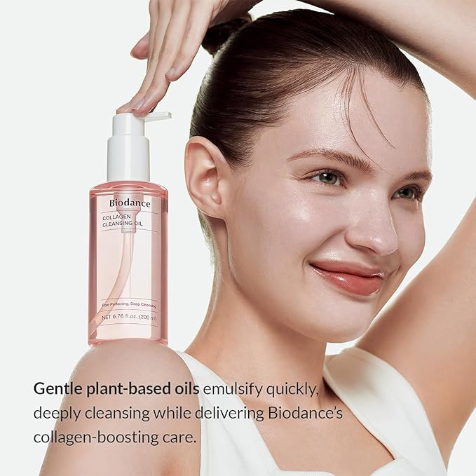 BIODANCE Collagen Cleansing Oil, Facial Oil Cleanser, Gentle Makeup Remover without Clogging Pores, Removes Bleackhed and Whitehead for Sensitive Skin, Oily Skin, 6.76 fl. oz. (200 ml)