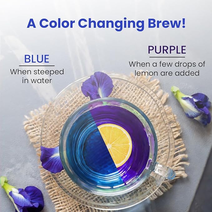 BLUE TEA - Butterfly Pea Flower Tea - 3.52 Oz (200+ Cups) Loose | ANTIOXIDANT RICH | Chemical Free - Caffeine Free - Detox Tea - Flower Based - Non Bitter - Vegan - Non-GMO | Zipper Packaging