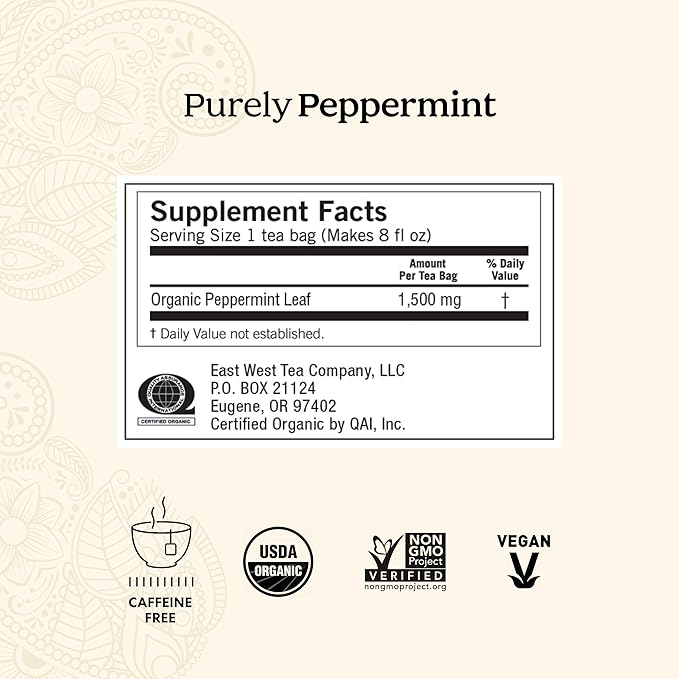 Yogi Tea Purely Peppermint Tea - 16 Tea Bags per Pack (4 Packs) - Caffeine-Free, Organic Peppermint Tea Bags - Offers Digestive Support - Made from Organic Peppermint Leaves
