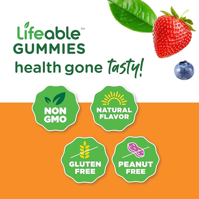 Lifeable Collagen & Biotin + Calcium, Magnesium, Zinc & Vitamin D, Gummies Bundle - Great Tasting, Vitamin Supplement, Gluten Free, GMO Free, Chewable Gummy