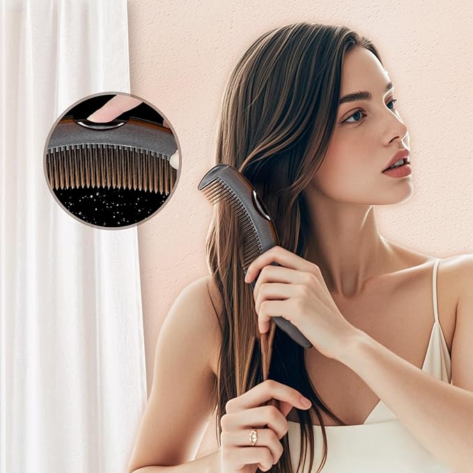 2PCS Dandruff Comb, Scalp Sweep Detoxing Energy Comb, Plastic Hollow Tooth Button Hairbrush for Scalp Cleaning Exfoliator Massage and Oil Buildup Removal for Women Men Kids