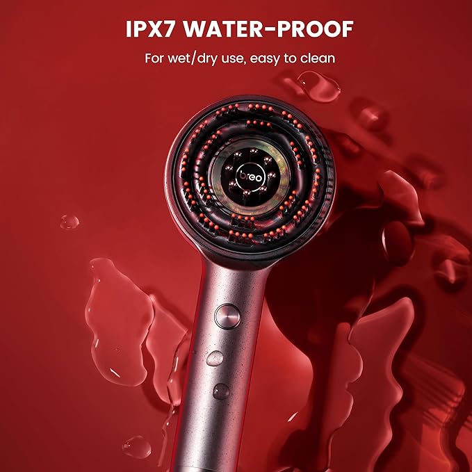 Breo Scalp3 Scalp Massaging Brush, Shiatsu Hair & Scalp Massager with IPX7 Waterproof, Cordless & Portable, Electric for Head, Home Relaxation