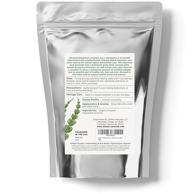 Organic Horsetail Herb 4 oz. (113g), USDA Certified Organic Cola de Caballo Hierba, Horse Tail Plant Tea, Shave Grass Loose Leaf for Hair Growth, Cut & Sifted