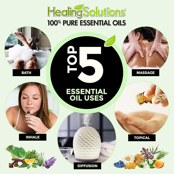 Healing Solutions Nutmeg Essential Oil – Organic, Pure, Undiluted, 10ml (0.33 oz) - for Hair Diffuser, and Skin