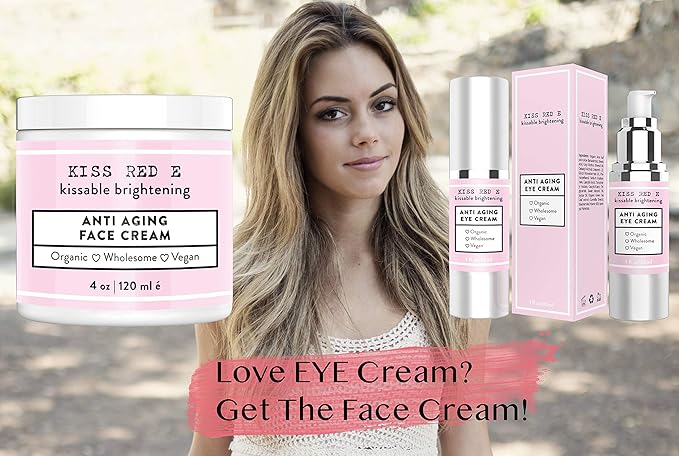 KissRedE Anti-Aging Eye Cream for Dark Circles, Puffiness, Fine Lines, and Wrinkles - Fragrance-Free, 1 Fl Oz