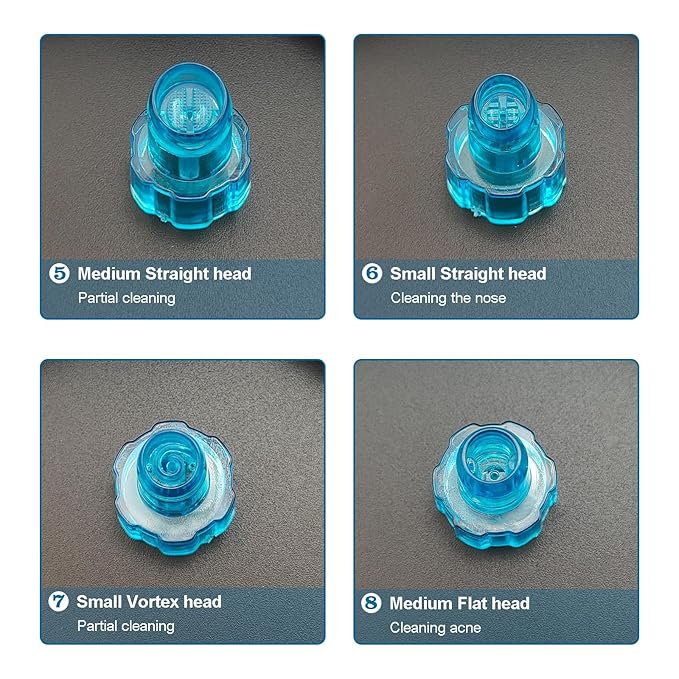 Elitzia Plastic Hydro Dermabrasion Microderma Heads Hydro Facial Aqua Peel Tips Water Peeling Caps Facial Care Skin Cleaning Tool Beauty Machine Replacement Spare Parts 8pcs Per Set (Capri Blue)