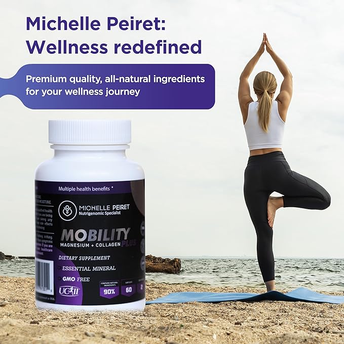 Mobility Magnesium + Collagen, Magnesium Citrate with Hyaluronic Acid & Vitamin C for Bone & Muscle Support, 60 Capsules