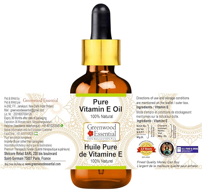 Pure Vitamin E Oil with Glass Dropper 15ml (0.50 oz)